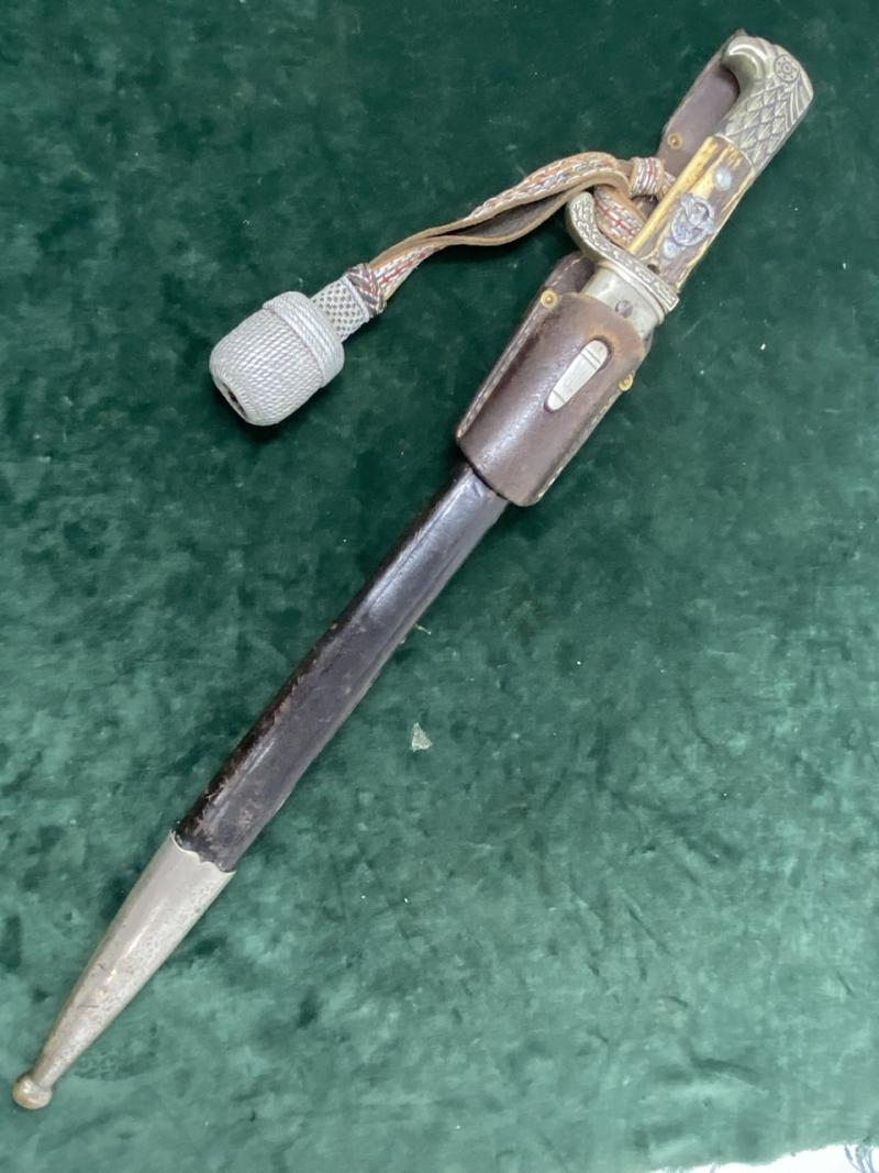 THIRD REICH POLICE BAYONET BY CLEM & JUNG COMPLETE WITH FROG AND PORTAPEE.