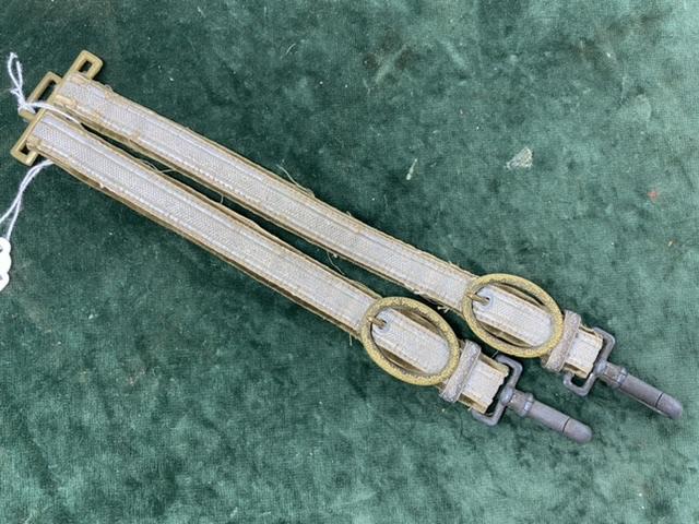 SET OF SLIGHTLY LONGER ARMY DAGGER HANGERS WITH BRASS/GILDED FITTINGS.
