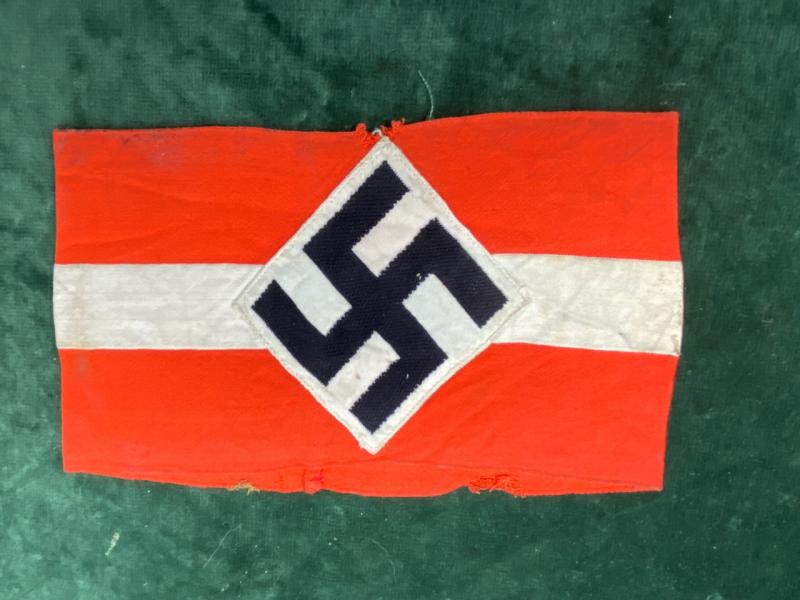 HITLER YOUTH ARMBAND REMOVED FROM UNIFORM.