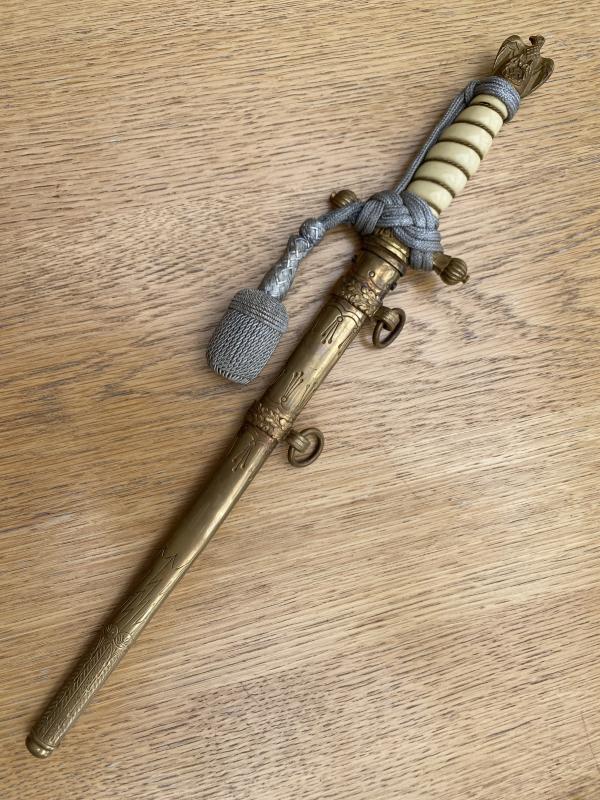 EARLY NAVAL OFFICERS DAGGER BY WEYERSBERG WITH ORIGINAL KNOT.