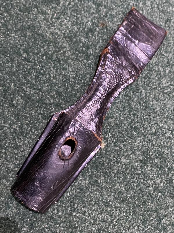 A RARE K98 PATENT LEATHER PARADE FROG WITH D.R.P. MARKED BACK PLATE.