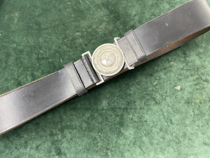 RARE JUSTICE OFFICIALS LEATHER BELT WITH SILVER ALLOY BUCKLE.