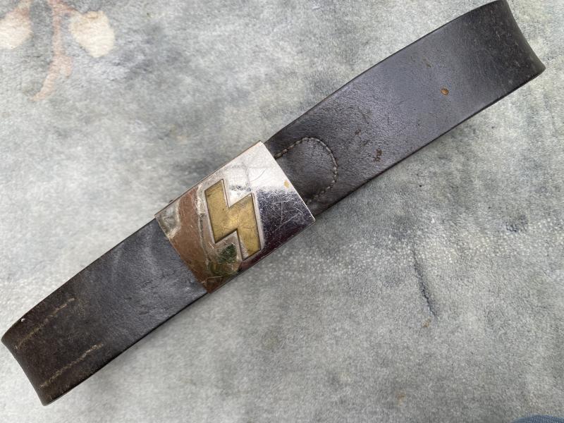 VERY RARE ORIGINAL HITLER YOUTH ‘DJ’ BUCKLE WITH VERY SMALL SIZE BELT.