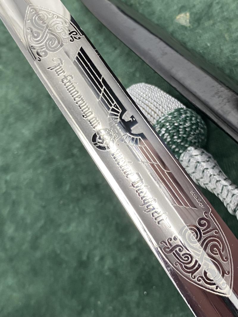 A MINT, LONG SINGLE ETCHED DRESS BAYONET WITH MATCHING MINIATURE!!