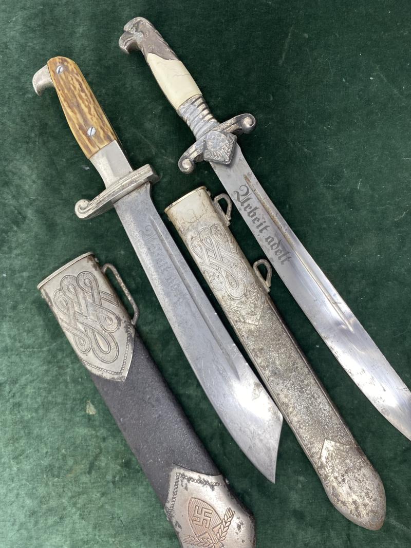 A UNIQUE OPPORTUNITY TO BUY A RAD OFFICERS DAGGER & A RAD HEWER TOGETHER FOR A SPECIAL PRICE, BOTH BY THE SAME MAKER!!!!!!!!