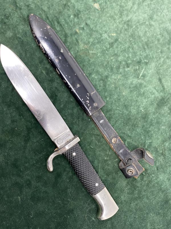 A VERY NICE EXAMPLE OF A DOUBLE MARKED HJ DAGGER.