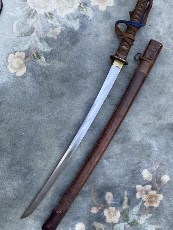 WW2 JAPANESE OFFICERS KATANA/SAMURAI SWORD WITH BATTLE COVER AND ORIGINSL ‘KNOT’
