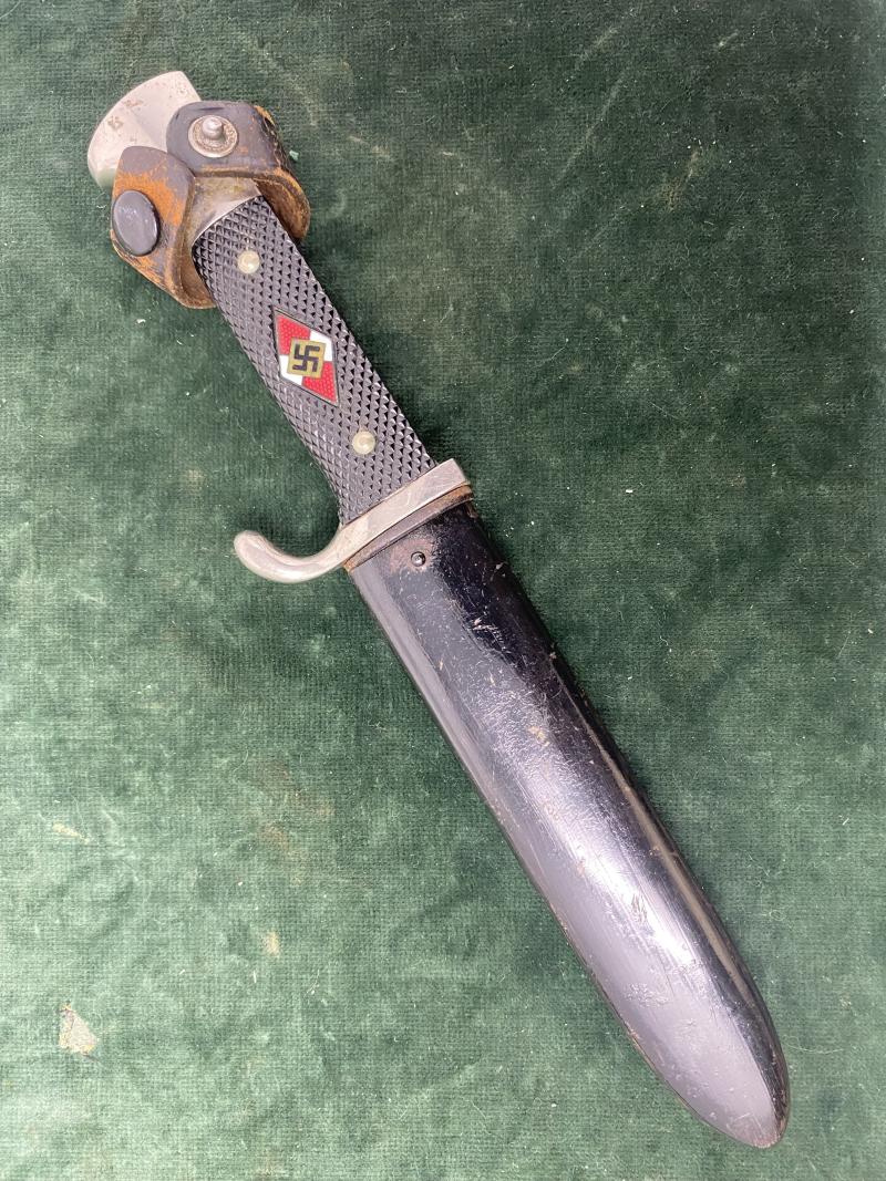 VERY EARLY HJ KNIFE WITH MOTTO, BY HERM KONEJUNG.