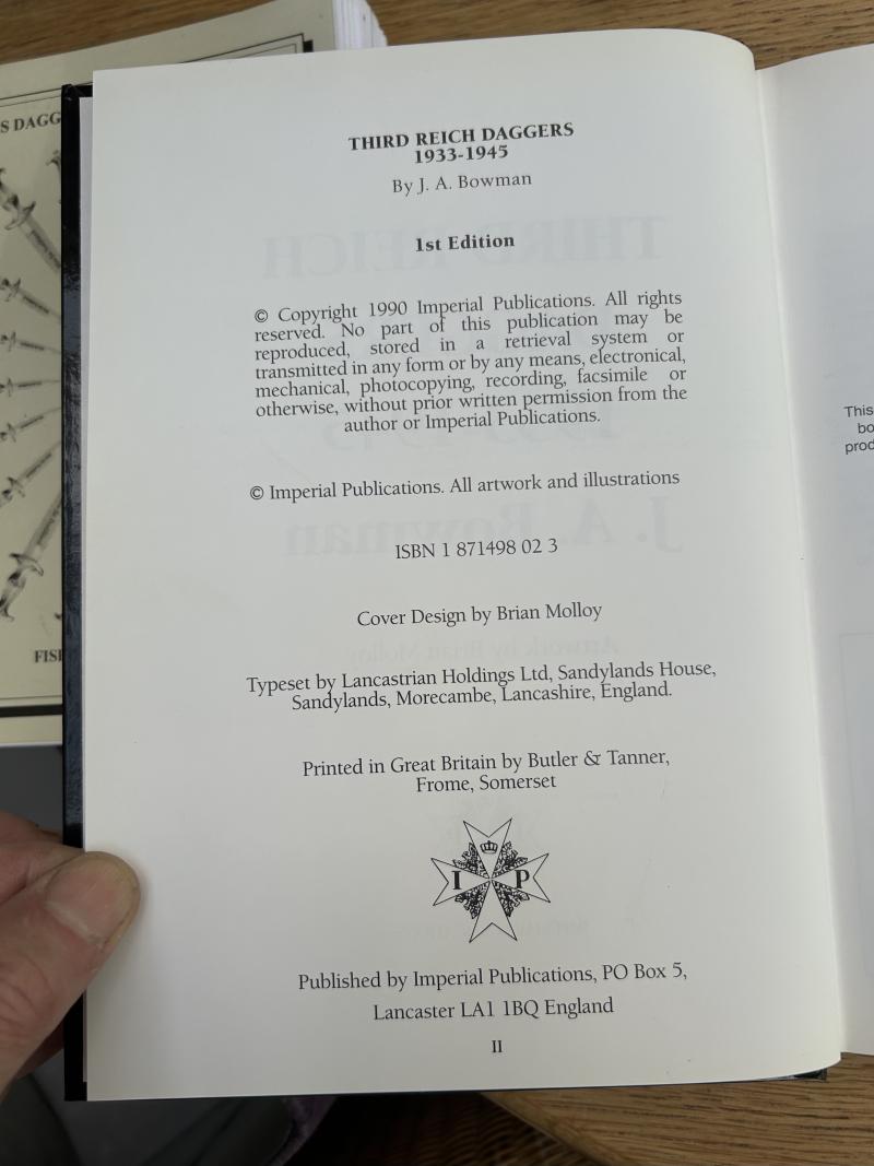 THIRD REICH DAGGERS 1933-1945 by JA BOWMAN.- PLUS BONUS BOOK!!!