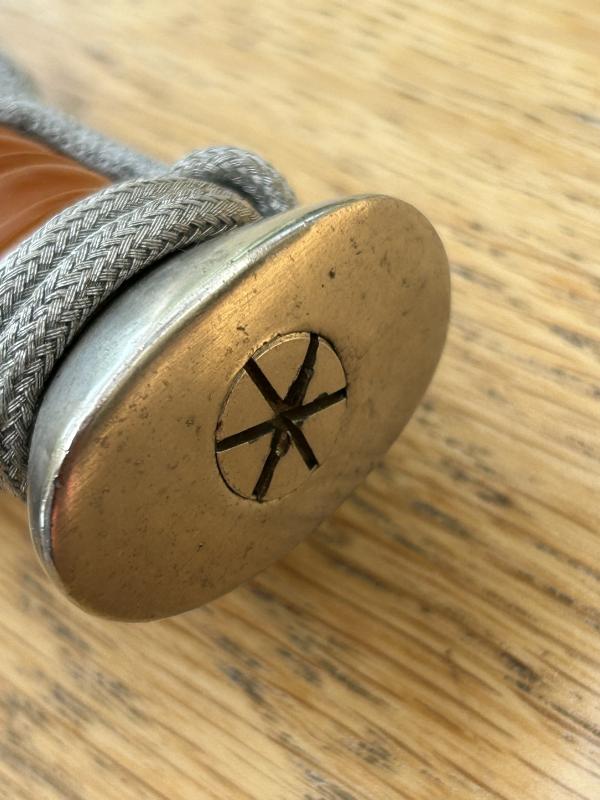 A BEAUTIFUL RED CROSS OFFICERS DAGGER WITH KNOT.