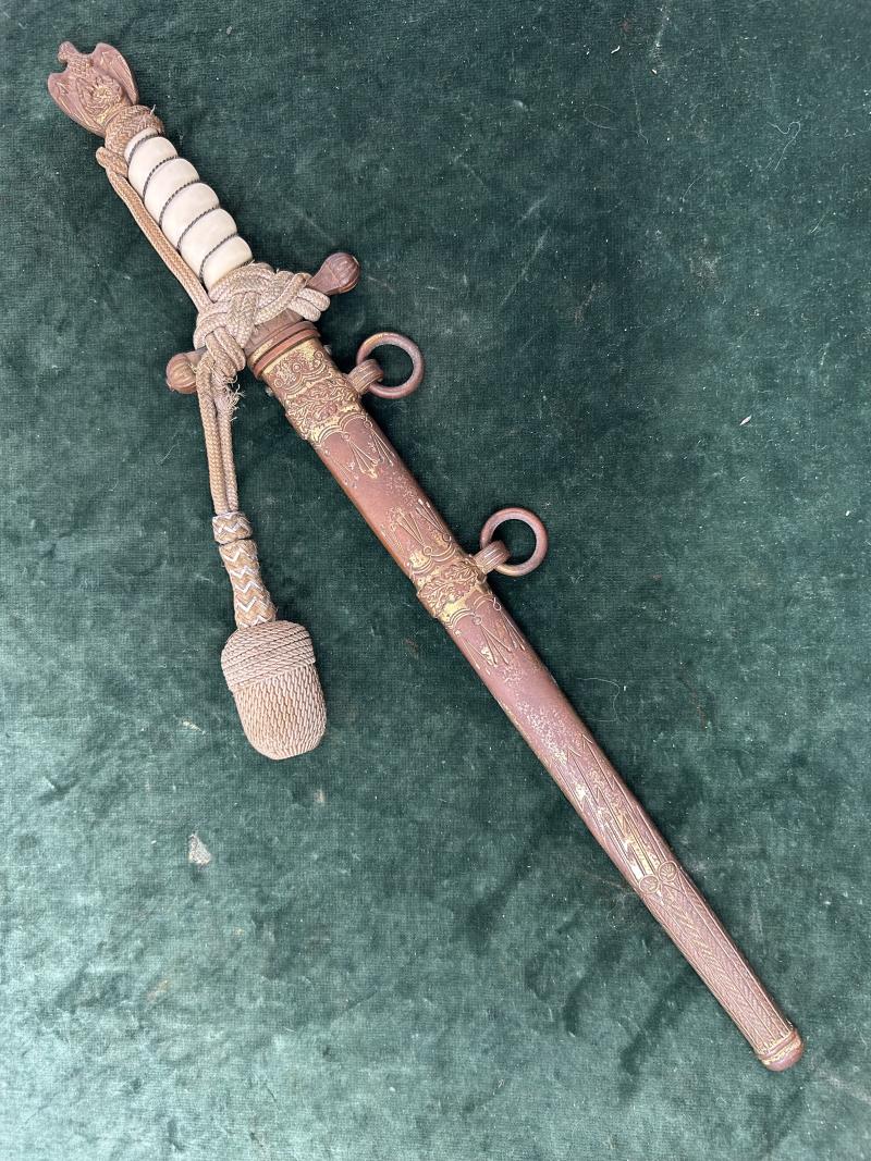 NAVAL OFFICERS DAGGER BY EICKHORN WITH ORIGINAL KNOT.