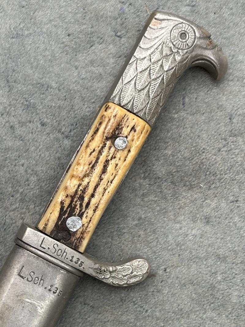 THIRD REICH RURAL POLICE BAYONET. MATCHING DETAILS ETC.
