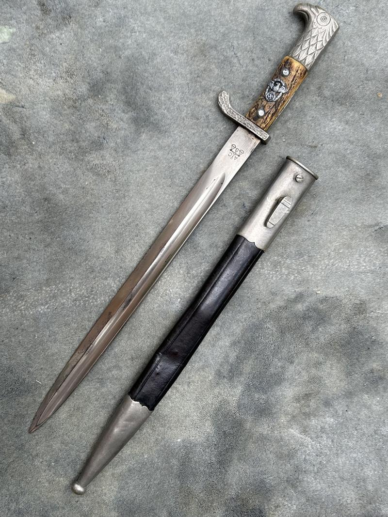 THIRD REICH RURAL POLICE BAYONET. MATCHING DETAILS ETC.
