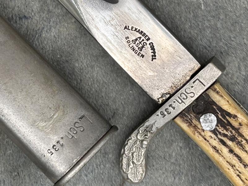 THIRD REICH RURAL POLICE BAYONET. MATCHING DETAILS ETC.