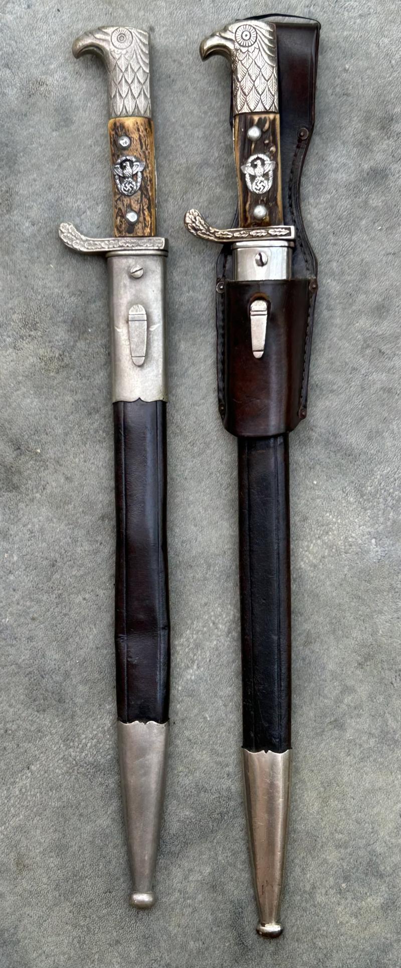 THIRD REICH RURAL POLICE BAYONET. MATCHING DETAILS ETC.
