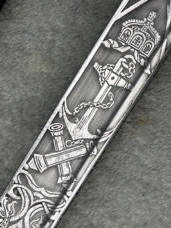 A NAMED IMPERIAL GERMAN NAVAL SWORD BY WK&C. FULLY ETCHED BLADE ETC.